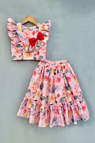 Rose Print Skirt & Top Set 