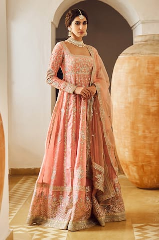 LASHKARAA Flower Bloom Embroidered Anarkali Set 