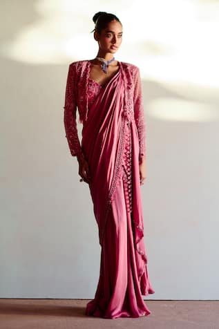 Awigna Aster Embroidered Pre-Draped Saree Set 