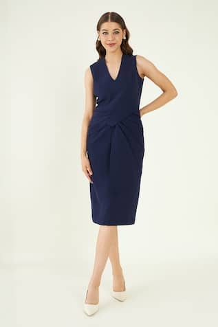 Bohobi Solid Draped Dress 