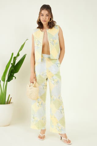 Bohobi Luana Linen Printed Gilet With Pant 