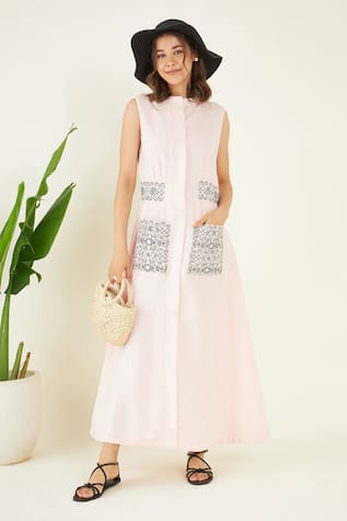 Bohobi Alara Scribble Bloom Embroidered Maxi Dress 