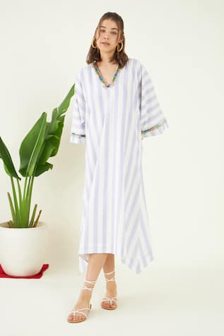 Bohobi Galene Mirror Embroidered Striped Kaftan 