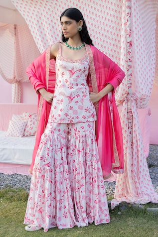 PUNIT BALANA Mughal Botanic Print Kurta Gharara Set 