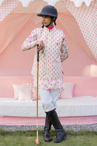 PUNIT BALANA Floral Print Bundi Kurta Set 