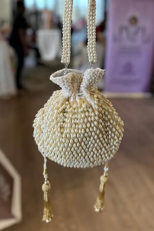 House of Kosha Adara Pearl Beaded Potli Bag 