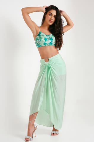 Disha Kahai Kendall Draped Skirt Set 