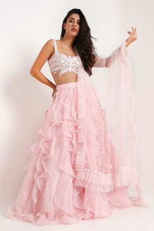 Disha Kahai Monroe Structured Ruffle Lehenga Set 