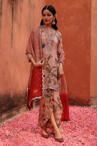 Archana Jaju Hand Painted Kurta Skirt Set 