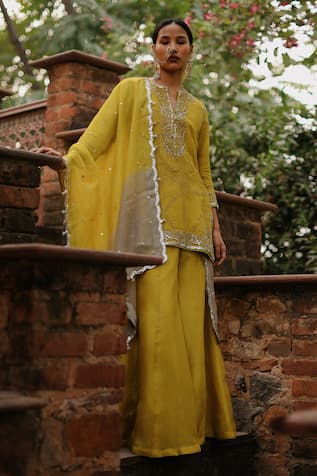 Archana Jaju Floral Threadwork Kurta Sharara Set 