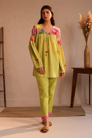 ROZA Amalfi Linen Floral Pattern Tunic 