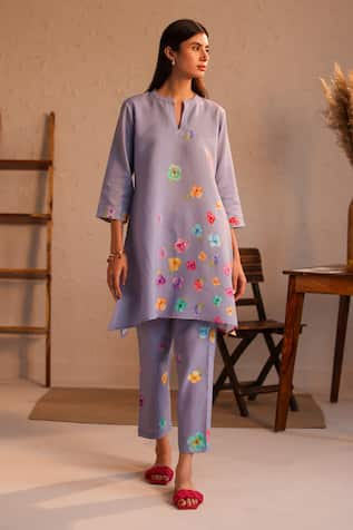 ROZA Limoncello Pancies Flower Pattern Tunic 