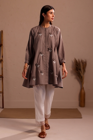 ROZA Stardust Embroidered Linen Tunic