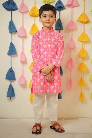 TINY COLOUR Floral Print Kurta & Pant Set 