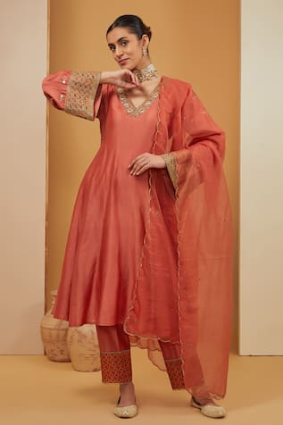 Neha Khullar Placement Embroidered A-Line Kurta Pant Set 