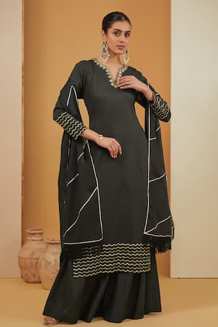 Neha Khullar Placement Hand Embroidered Kurta Sharara Set 