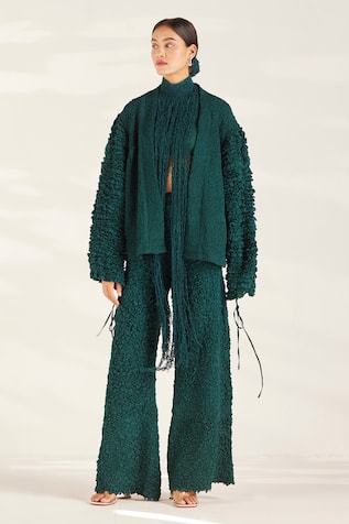 Ilk Cascade Moss Smocked Jacket Pant Set 