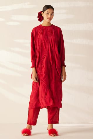 Ilk Tesselate Smocked Tunic With Pant 