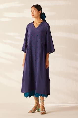 Ilk Peer Embroidered Cluster Layered Dress 