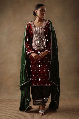 Sheeshakari Mirrorwork Kurta Pant Set 