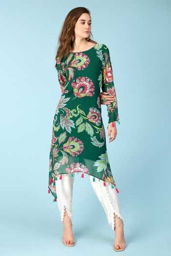 Sajeda A Lehry Ananya Floral Print Kurta & Dhoti Pant Set 
