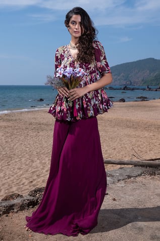 Nea by Nikita Tiwari Floral Pattern Peplum Kurta Sharara Set 