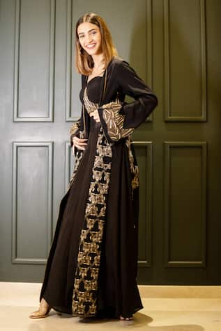 Shreeka Geometric Embroidered Jacket Palazzo Set 