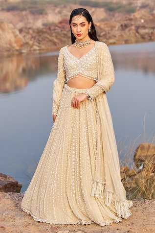 Nidhika Shekhar Bahaar E Jalsaa Sunehri Embroidered Bridal Lehenga Set 