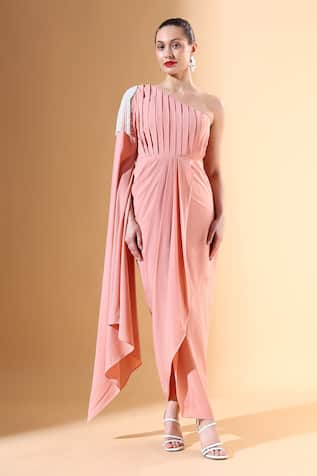 Aakaar x AZA Draped One Shoulder Dress 