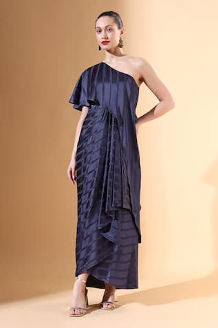 Aakaar x AZA Pleated Textured Dress 