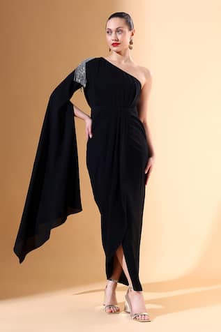 Aakaar x AZA One Shoulder Draped Dress 