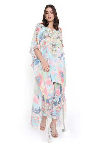 Payal Singhal Euphoria Print Floral Embroidered Kaftan & Jogger Set 