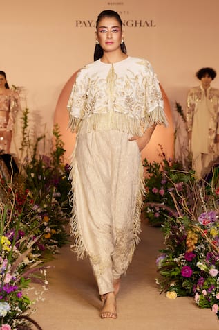 Payal Singhal Floral Thread Embroidered Tasseled Jacket & Pant Set 