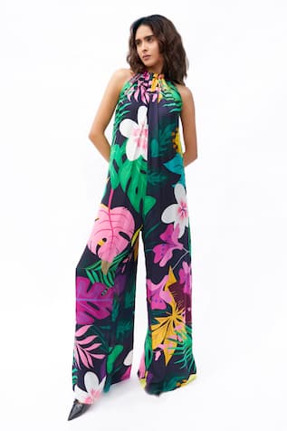 Studio Moda India The Fall Tall Printed Halter Neck Jumpsuit 