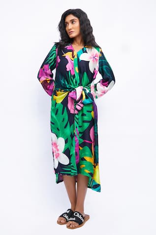 Studio Moda India The Eden Floral & Leaf Print Dress 