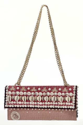 The Garnish Company Aarushi Zohra Print Foldover Chain Clutch 