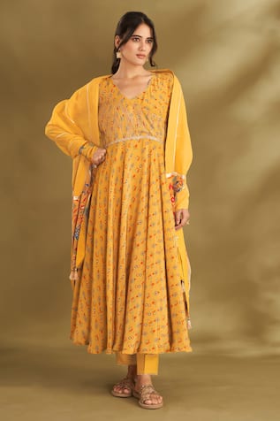 AFFROZ Ikat Print Angarkha Anarkali Set 