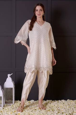 Surabhi Arya Mirror Embroidered Kurta & Dhoti Pant Set 