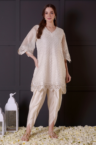 Surabhi Arya Mirror Embroidered Kurta & Dhoti Pant Set