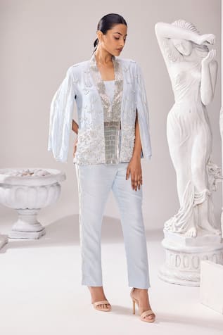 Jade By Ashima Audrey Pearl Embroidered Jacket & Pant Set 