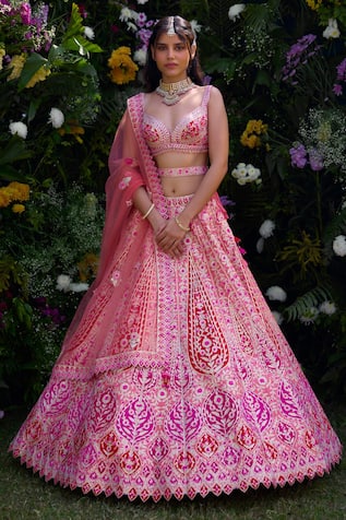 Shyam Narayan Prasad Gota Embroidered Blouse Lehenga Set 