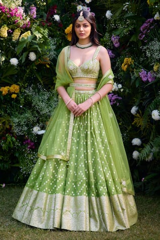 Alia Bhatt Satin Silk Multicolor Bollywood Lehenga - Zakarto
