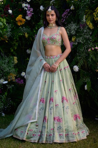 Shyam Narayan Prasad Zardosi Embroidered Lehenga Set 