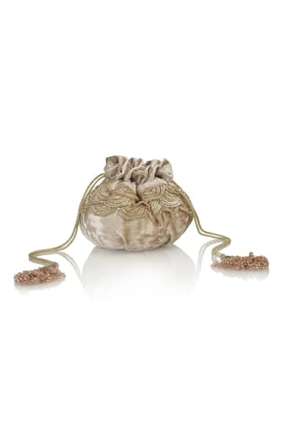 Ozel Scallop Lace Embellished Potli Bag 