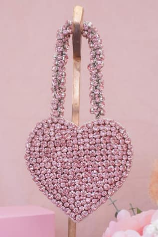 Ozel Rhinestone Studded Love Heart Bag 