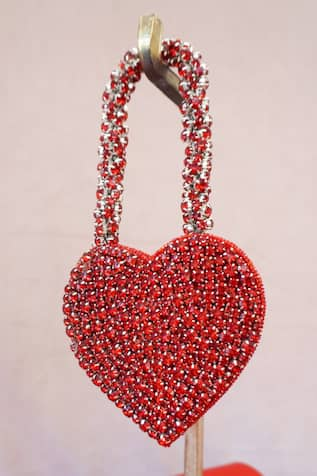 Ozel Rhinestone Studded Cute Heart Bag 