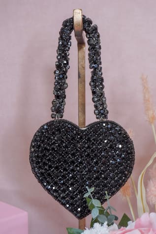 Ozel Rhinestone Encrusted Heart Bag 