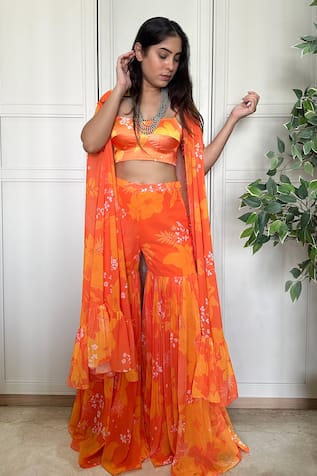 Harshita Singhvi Floral Print Cape Sharara Set 