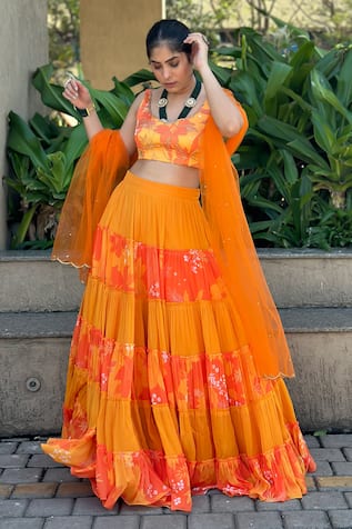 Harshita Singhvi Tiered Panelled Lehenga Set 