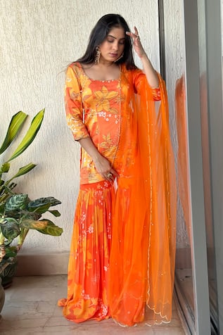 Harshita Singhvi Floral Print Kurta Sharara Set 